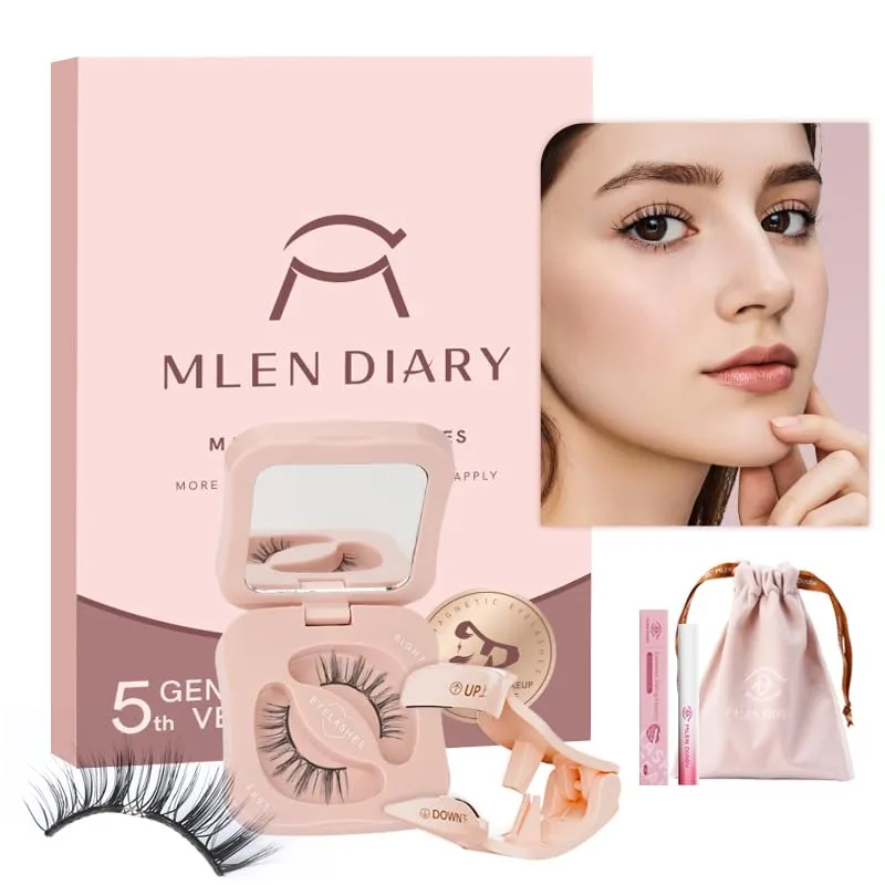 Magnetic Eyelashes with Applicator Natural Reusable Soft Magnetic Lashes Without Eyeliner, Glue-free False Eyelashes Lightweight, Waterproof, Easy to Wear, No Makeup Remover Required(Photogeic Style)