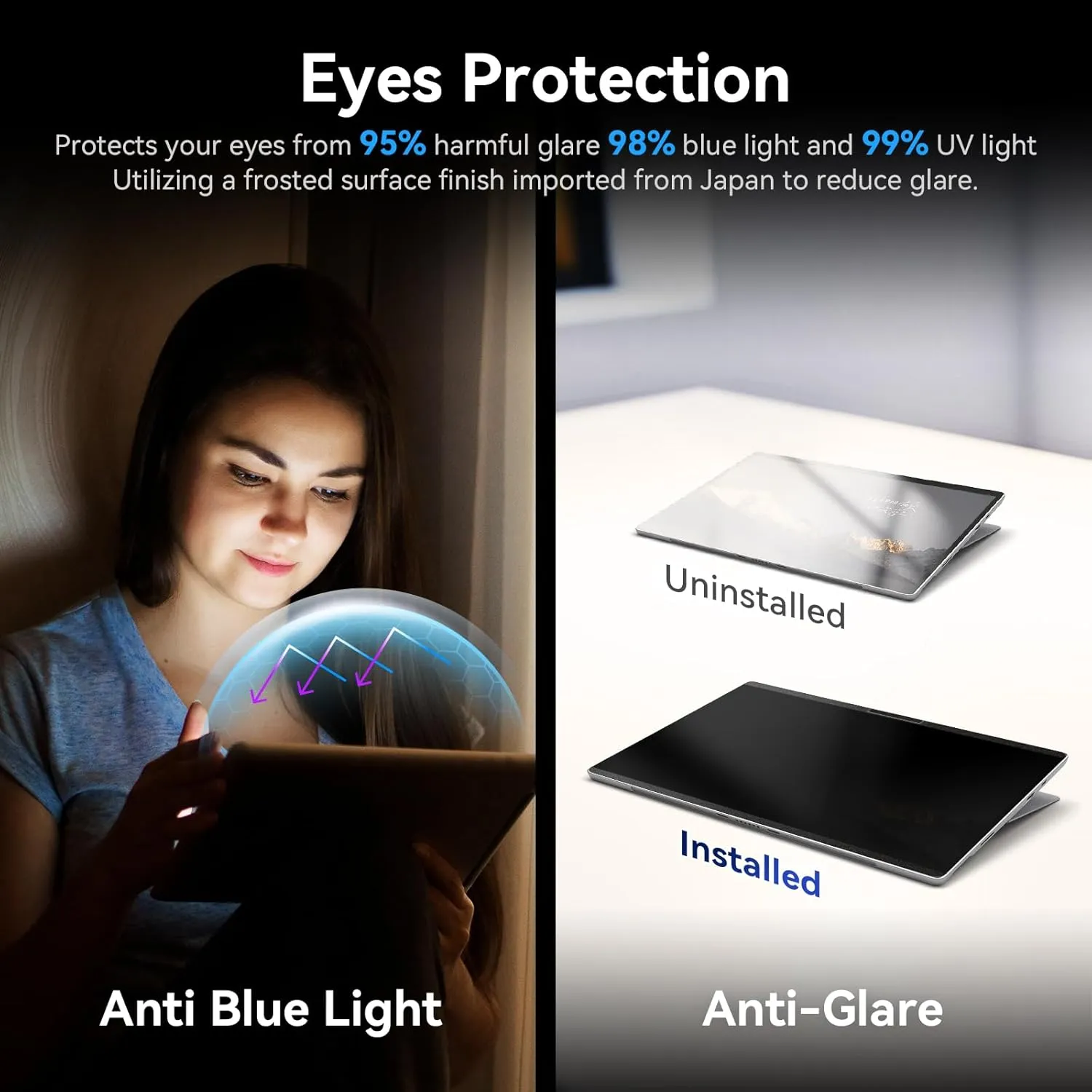 Magnetic Privacy Filter Compatible with Microsoft Surface Pro 10 (2024) / Pro 9 (2022) / Pro 8 (2021) / Pro X (2021, 2019), 13 Inch Removable Anti Spy Glare Blue Light Privacy Screen