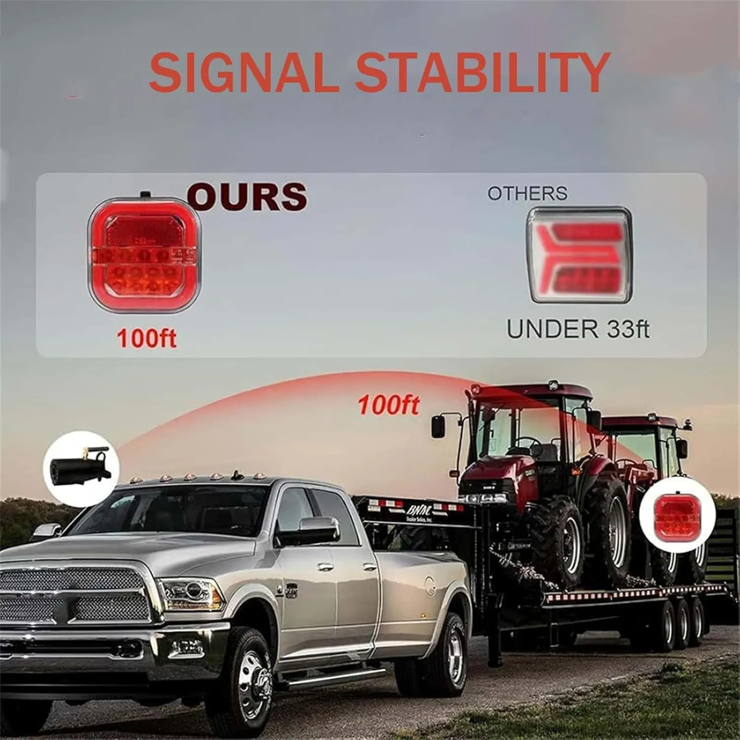 Magnetic Wireless Tail Lights for Trailer, 2025 Upgraded Wireless Trailer Lights Kit, Rechargeable Magnetic Led Trailers Light, for Truck, Rv, Camper, Boat, Carava (Magnetic type)