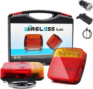 Magnetic Wireless Tail Lights for Trailer, 2025 Upgraded Wireless Trailer Lights Kit, Rechargeable Magnetic Led Trailers Light, for Truck, Rv, Camper, Boat, Carava (Magnetic type)