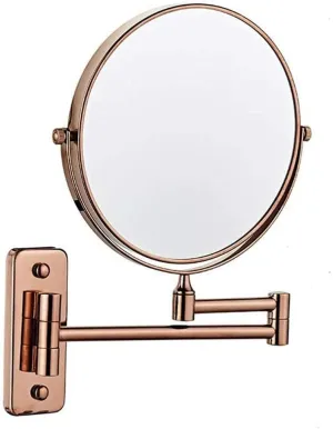 Makeup Mirror Vanity Mirror Wall Mount Makeup Mirror,Beauty Mirror Vanity Mirrors Folding Telescopic Magnification Double-Sided for Hotel Bathroom Cosmetic Mirror (Color : C, Size : 3x) (Silver (Rose