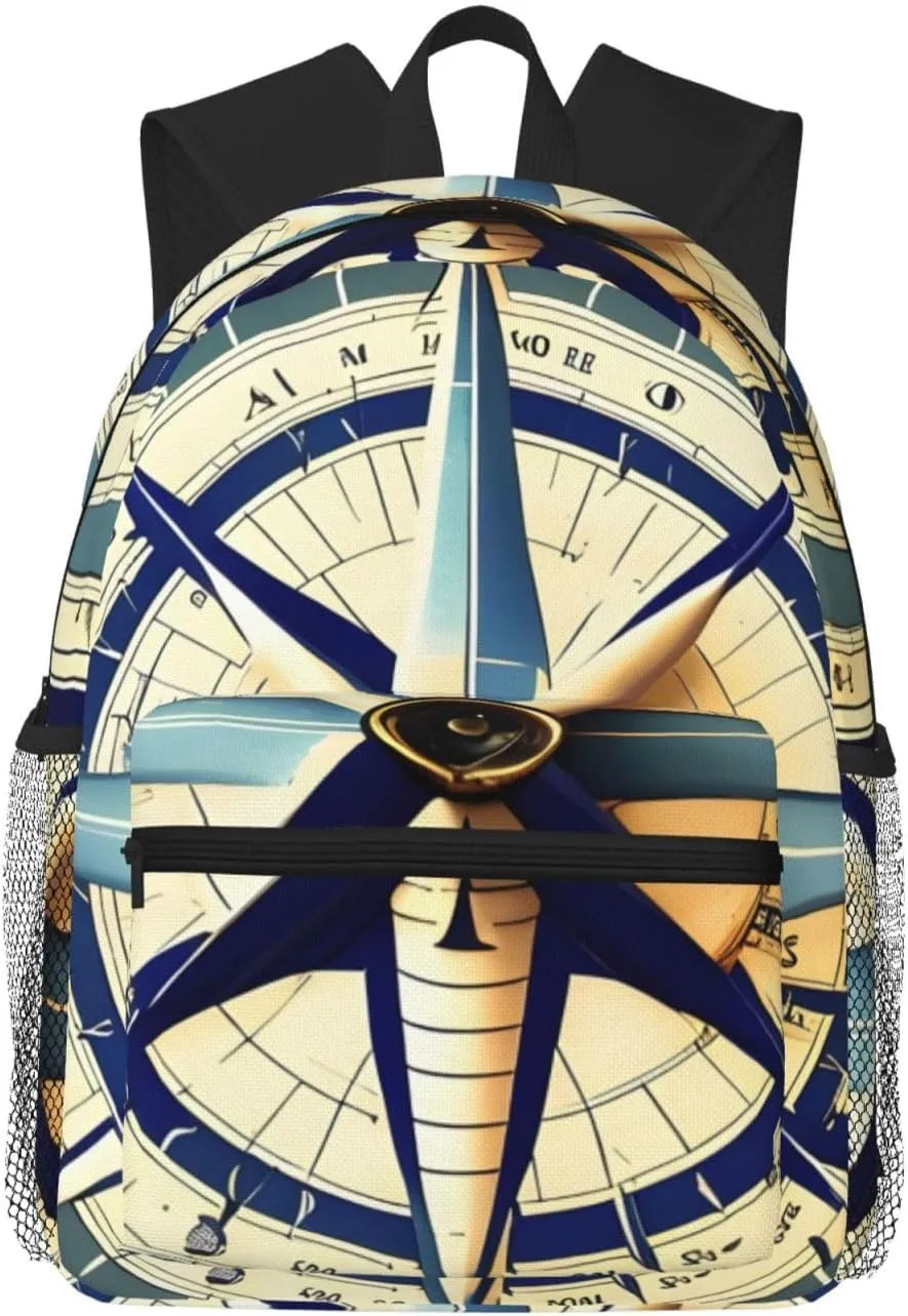 Maritime Sailboat Compass print Lightweight duffel bag, travel hiking daypack, comfortable backpack, sports bag
