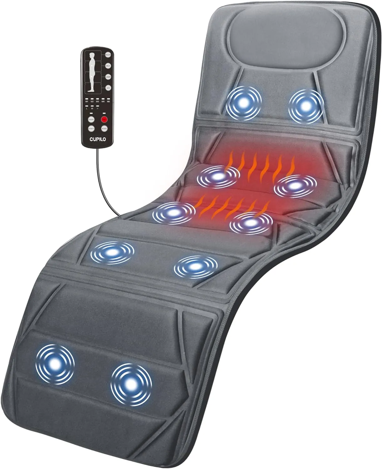 Massager Pad, Massage Mat with 10 Vibrating Motors for Pain Relief, Back Massager with Heat, Full Body Massage for Back, Lumbar,Leg, Gifts for Men Women, Long 67"