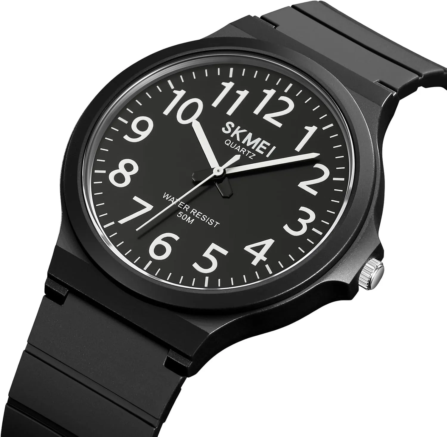 MASTOP Men's Classic Waterproof Watch Easy-to-Read Quartz Analog Watch for Men Round Dial with Black Resin Strap Casual Wristwatch Perfect for Exams