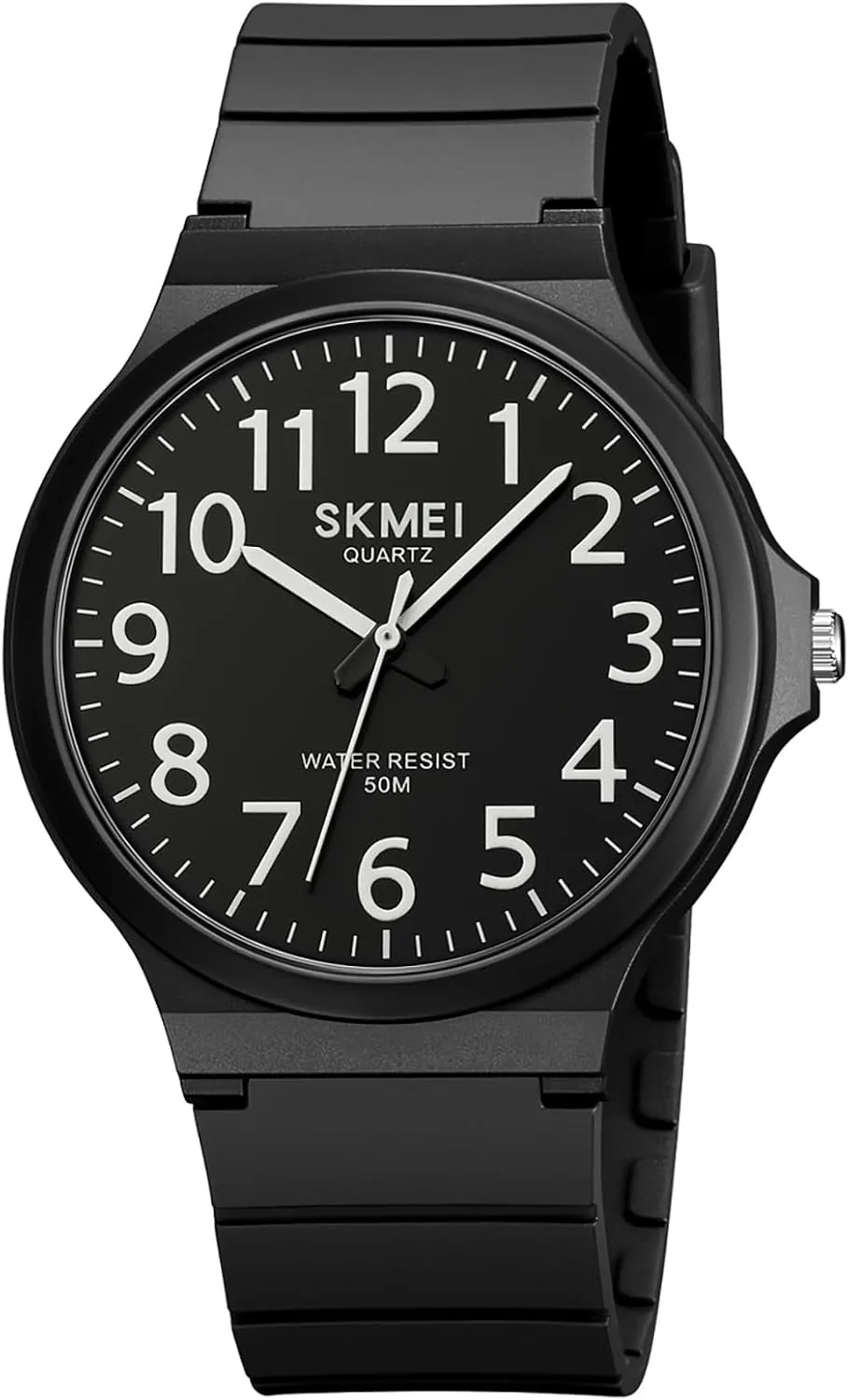 MASTOP Men's Classic Waterproof Watch Easy-to-Read Quartz Analog Watch for Men Round Dial with Black Resin Strap Casual Wristwatch Perfect for Exams