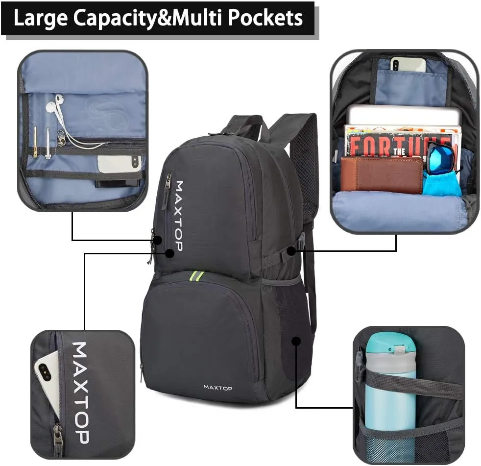 MAXTOP 40/50L Lightweight Packable Backpack for Hiking Traveling Camping Water Resistant Foldable Outdoor Travel Daypack