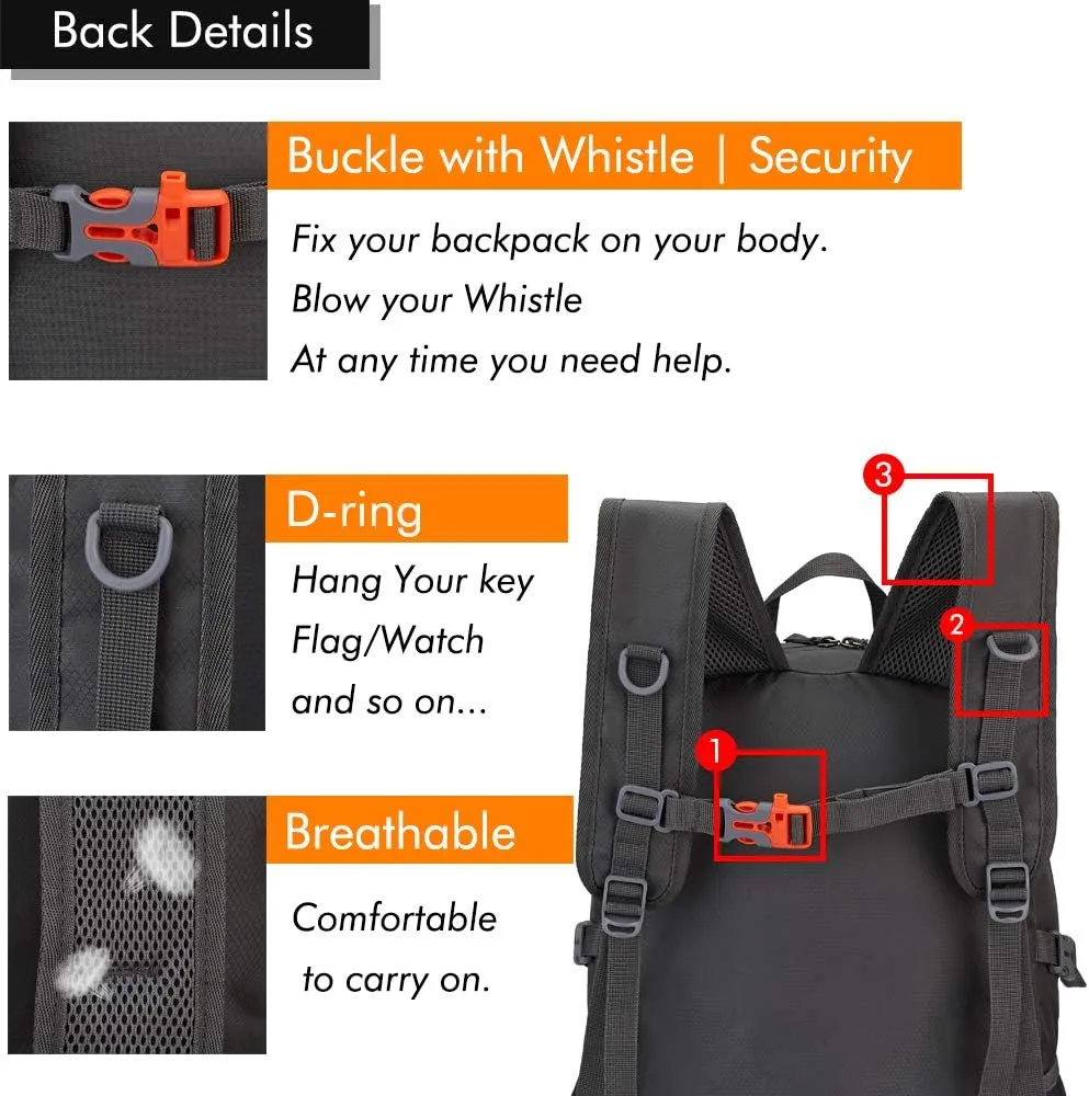 MAXTOP 40/50L Lightweight Packable Backpack for Hiking Traveling Camping Water Resistant Foldable Outdoor Travel Daypack