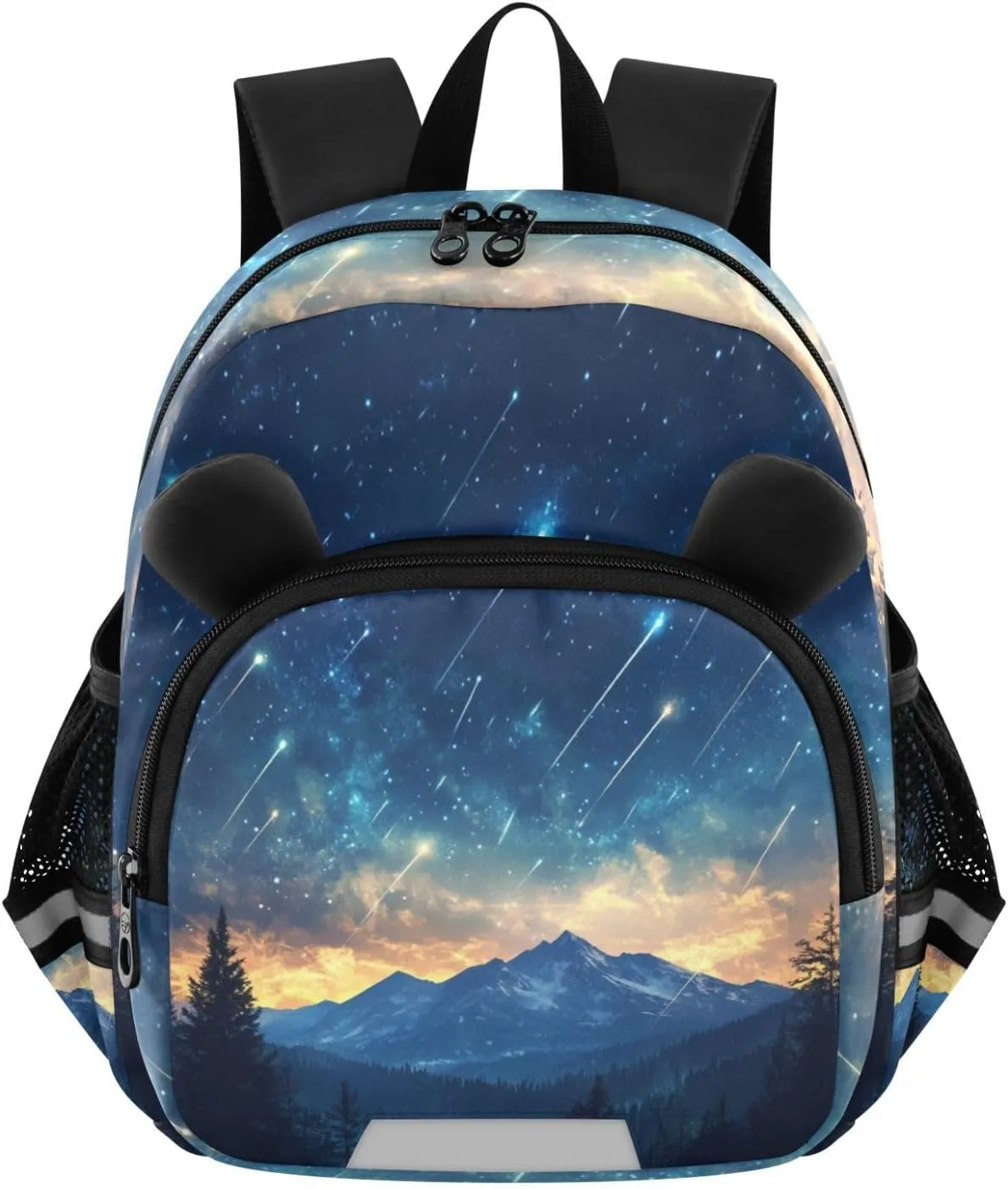 MCHIVER Mountain Meteor Shower Toddler Backpack for Boys Girls 3-6 Preschool Lightweight Kids Backpack with Reflective Strips and Bag Leash for Travel Kindergarten Daycare