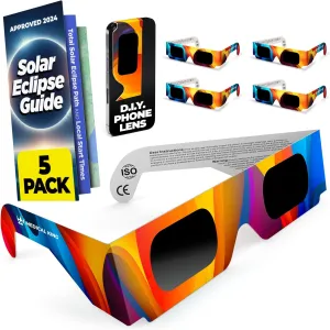Medical king Solar Eclipse Glasses 2024 CE and ISO Certified Approved 2024 Safe Shades for Direct Sun Viewing (Pack of 5)