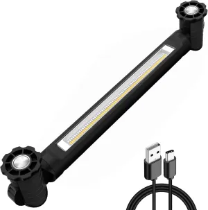 MEIHUA Work Light, Rechargeable Magnetic Underhood Work Light with Hooks, 3000LM Portable LED Work Lights, IP65 Waterproof Mechanic Light Bar for Garage Workshop Car Repairing Emergency Camping