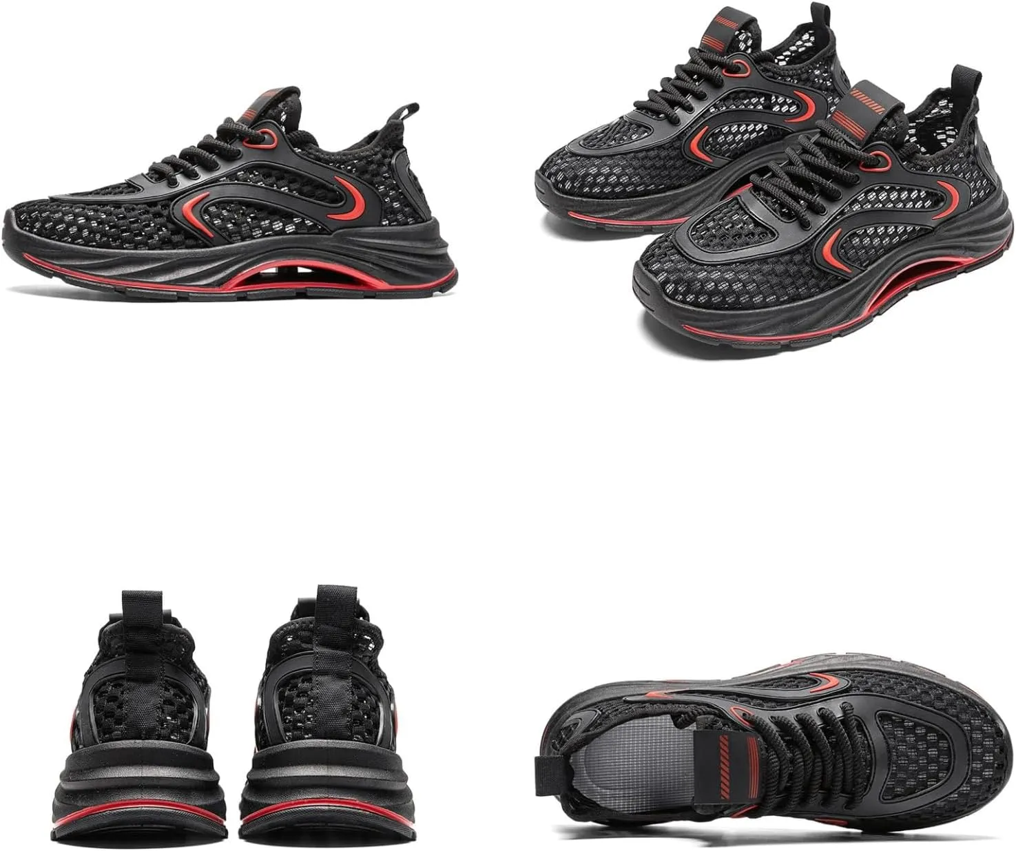 Men's Airflow Mesh Outdoor Sports Shoes - Knitted Lace-Up with Cushioned Non-Slip Sole Quick-Dry Design for Water Trekking Hiking Casual Multi-Terrain Wear