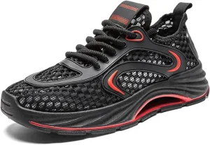 Men's Airflow Mesh Outdoor Sports Shoes - Knitted Lace-Up with Cushioned Non-Slip Sole Quick-Dry Design for Water Trekking Hiking Casual Multi-Terrain Wear