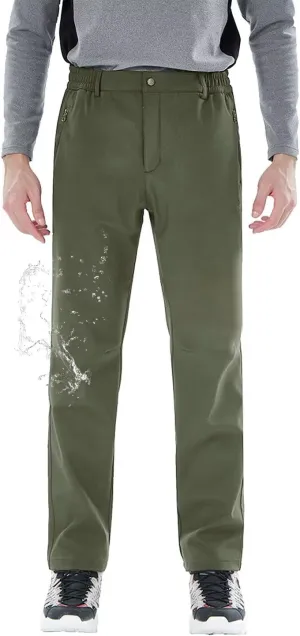 Men's Hiking Cargo Pants Fleece Quick-Dry Water-Resistant Outdoor Pants with Pockets for Camping Trekking Travel