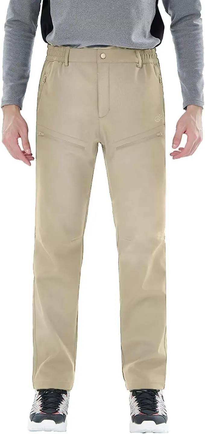 Men's Hiking Cargo Pants Fleece Quick-Dry Water-Resistant Outdoor Pants with Pockets for Camping Trekking Travel