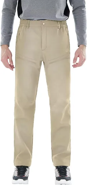 Men's Hiking Cargo Pants Fleece Quick-Dry Water-Resistant Outdoor Pants with Pockets for Camping Trekking Travel