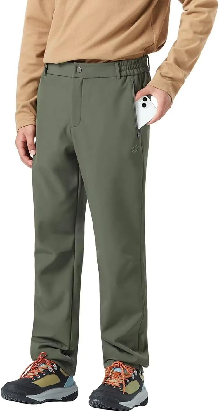 Men's Hiking Cargo Pants Fleece Quick-Dry Water-Resistant Outdoor Pants with Pockets for Camping Trekking Travel