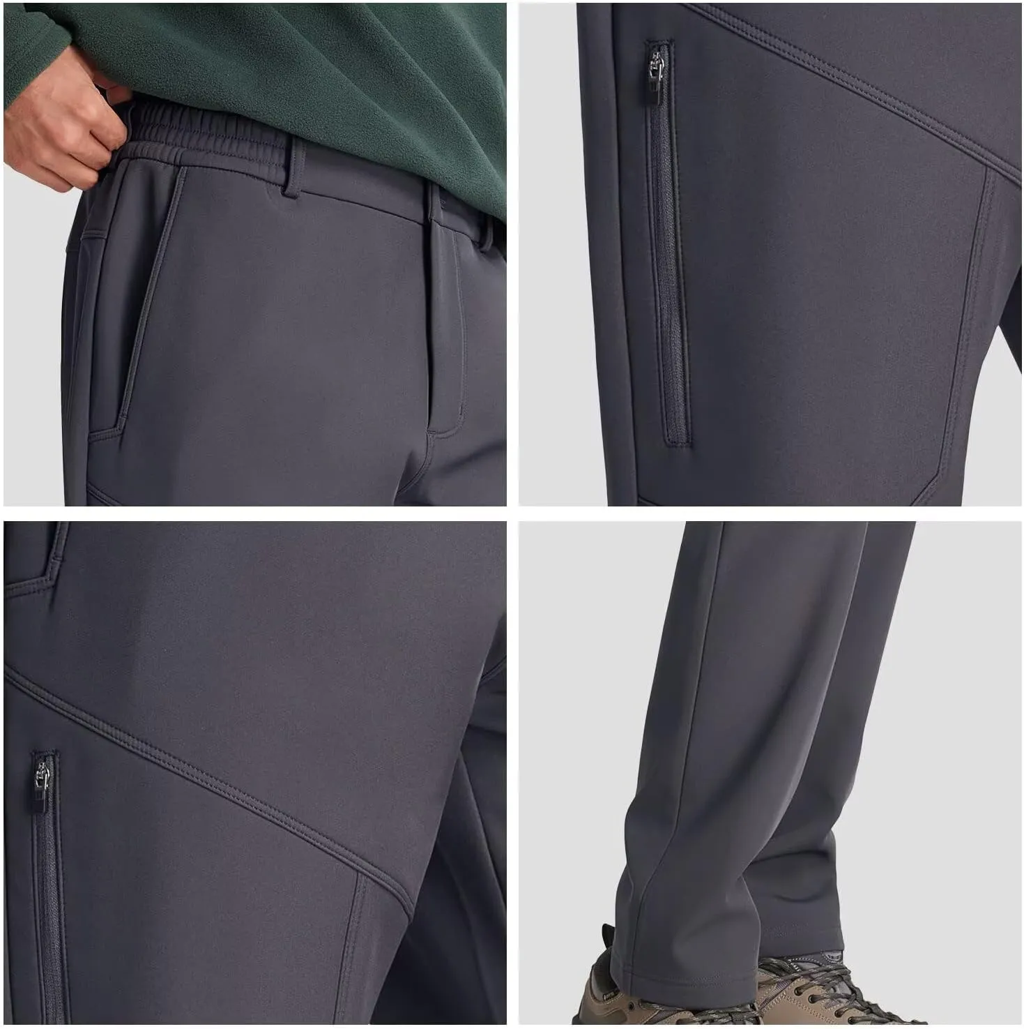 Men's Hiking Cargo Pants Fleece Quick-Dry Water-Resistant Outdoor Pants with Pockets for Camping Trekking Travel