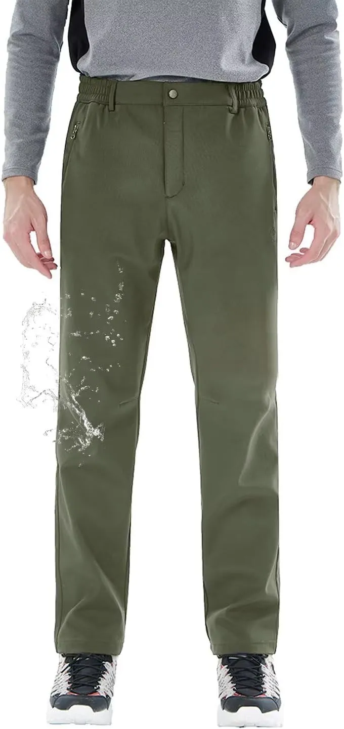 Men's Hiking Cargo Pants Fleece Quick-Dry Water-Resistant Outdoor Pants with Pockets for Camping Trekking Travel