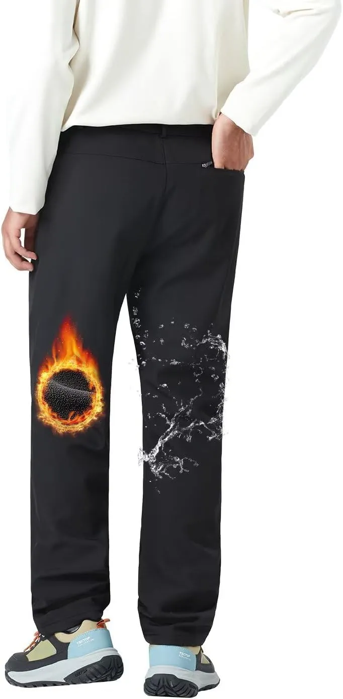 Men's Hiking Cargo Pants Fleece Quick-Dry Water-Resistant Outdoor Pants with Pockets for Camping Trekking Travel