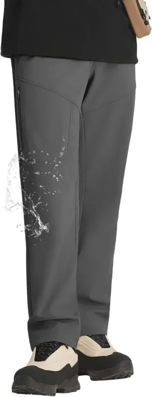 Men's Hiking Cargo Pants Fleece Quick-Dry Water-Resistant Outdoor Pants with Pockets for Camping Trekking Travel