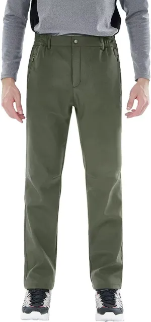 Men's Hiking Cargo Pants Fleece Quick-Dry Water-Resistant Outdoor Pants with Pockets for Camping Trekking Travel