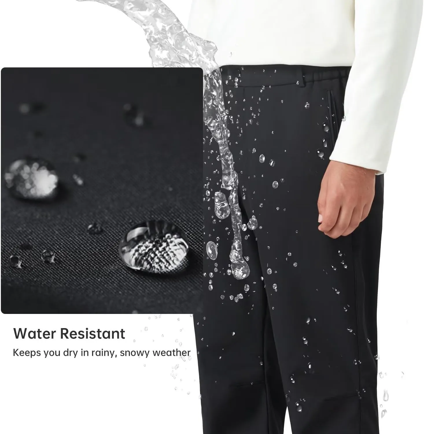 Men's Hiking Cargo Pants Fleece Quick-Dry Water-Resistant Outdoor Pants with Pockets for Camping Trekking Travel