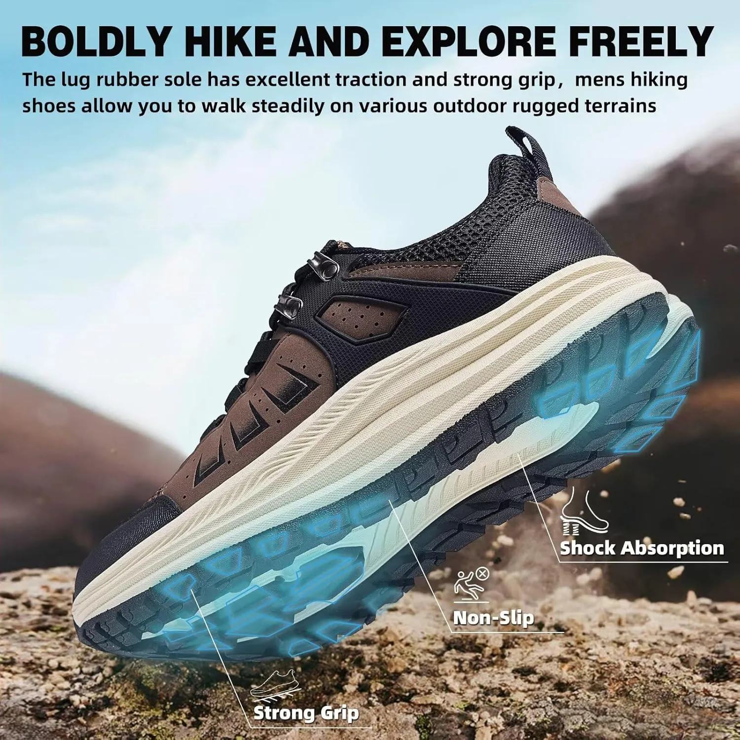 Men's Orthopedic Trail Running Shoes: Comfortable Casual Arch Support Plantar Fasciitis Trekking Walking Shoes, Orthotic Flat Feet Sport Hiking Gym Training Sneakers for Foot and Heel Pain Relief