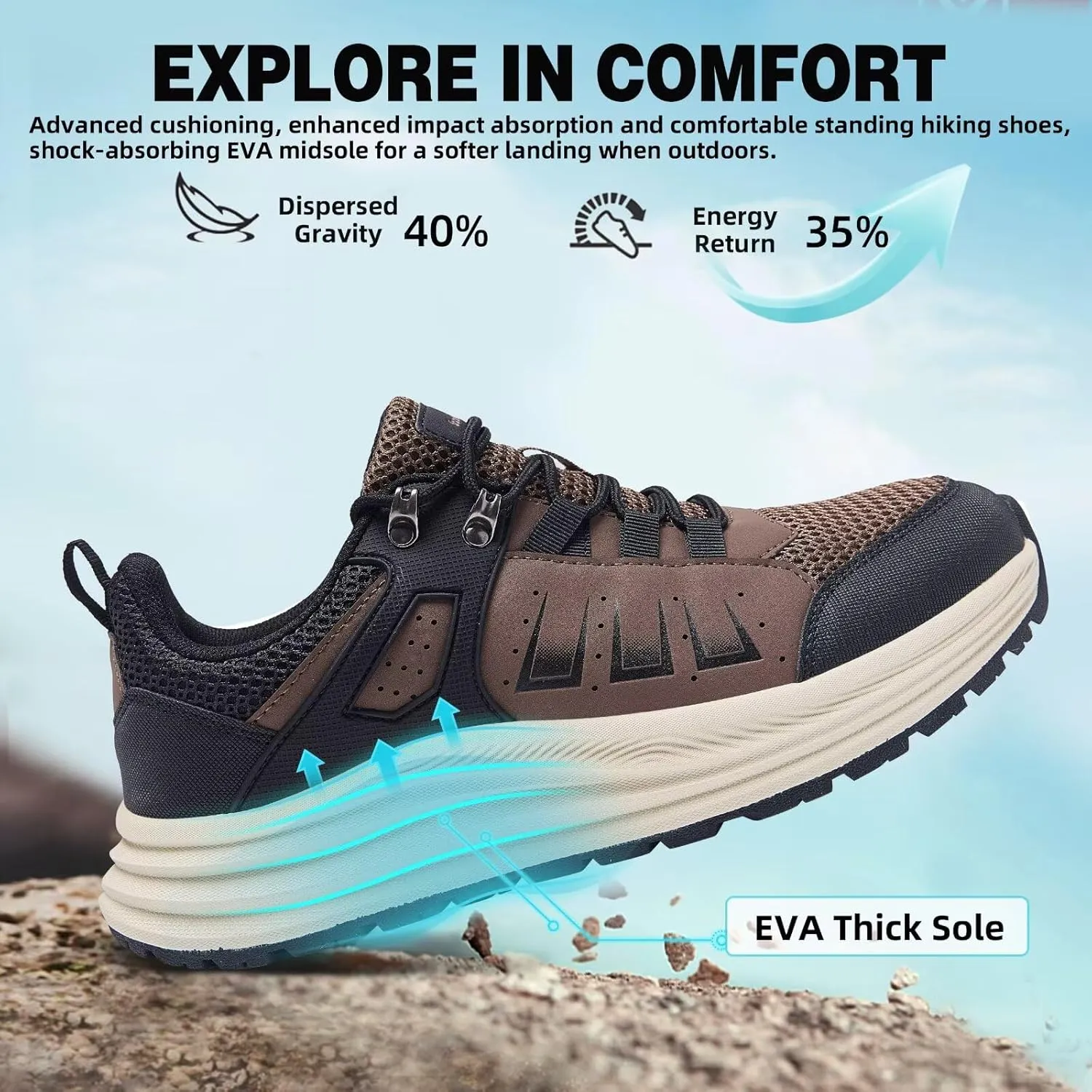 Men's Orthopedic Trail Running Shoes: Comfortable Casual Arch Support Plantar Fasciitis Trekking Walking Shoes, Orthotic Flat Feet Sport Hiking Gym Training Sneakers for Foot and Heel Pain Relief
