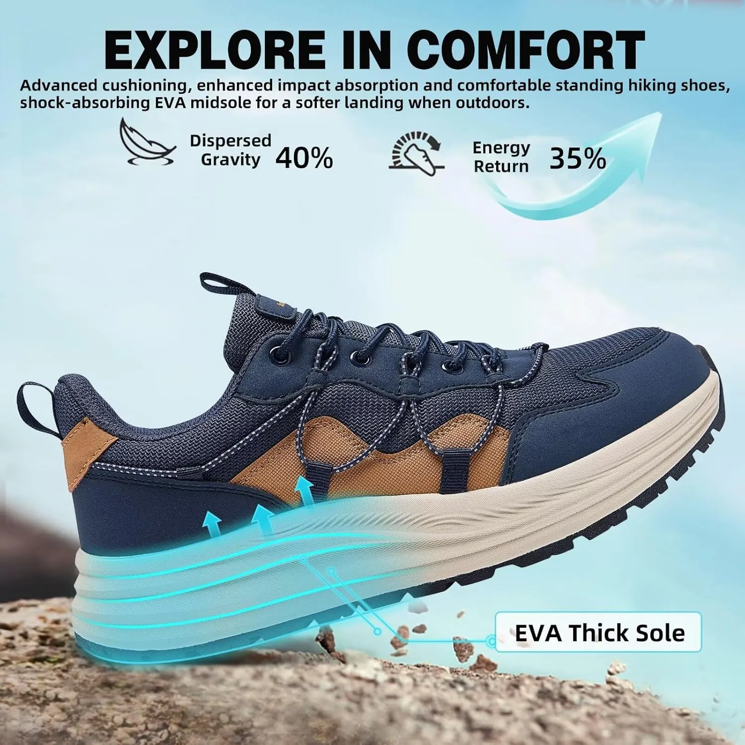 Men's Orthopedic Trail Running Shoes: Comfortable Casual Arch Support Plantar Fasciitis Workout Ooudoor Walking Shoes, Orthotic Flat Feet Hiking Sport Trekking Sneakers for Foot and Heel Pain Relief