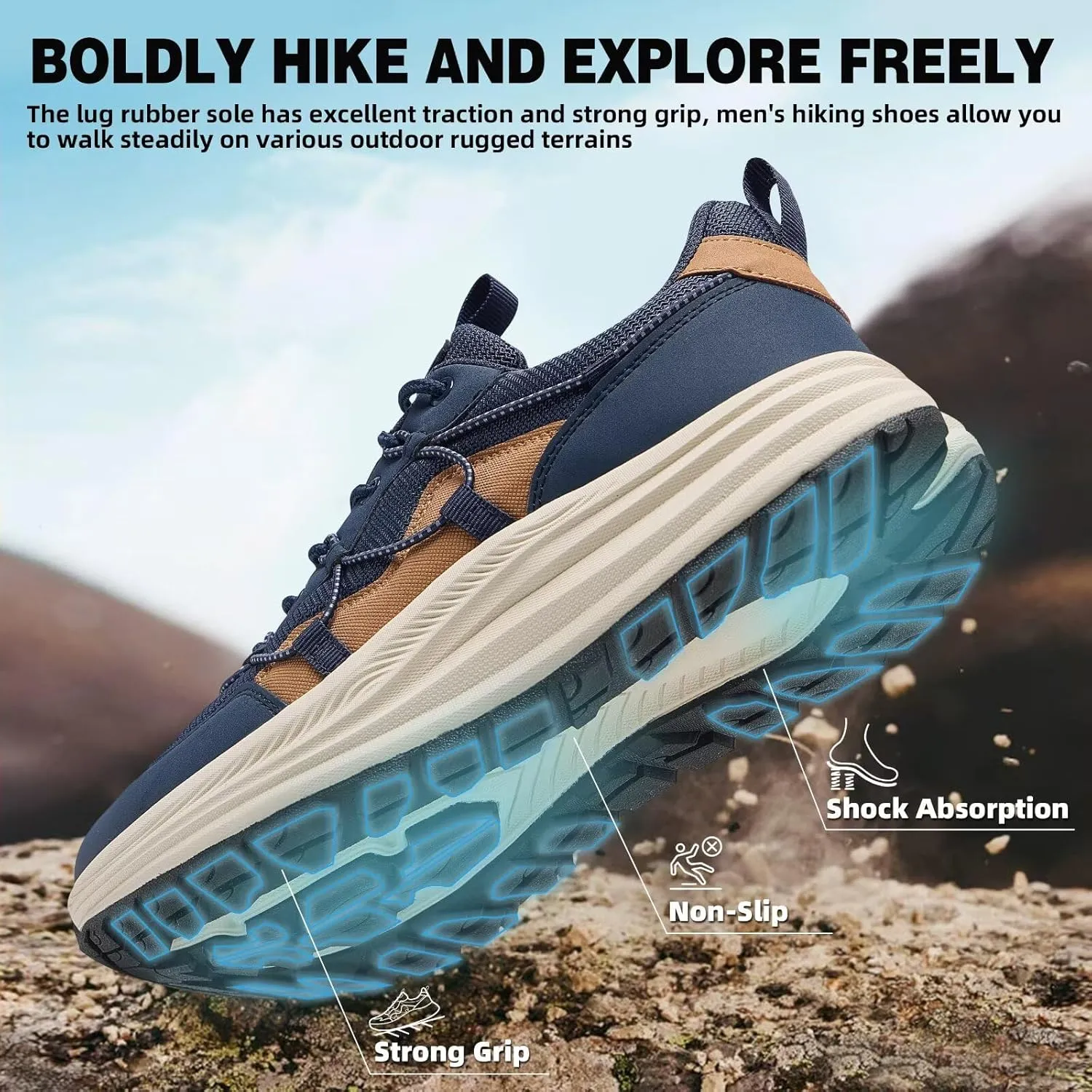 Men's Orthopedic Trail Running Shoes: Comfortable Casual Arch Support Plantar Fasciitis Workout Ooudoor Walking Shoes, Orthotic Flat Feet Hiking Sport Trekking Sneakers for Foot and Heel Pain Relief