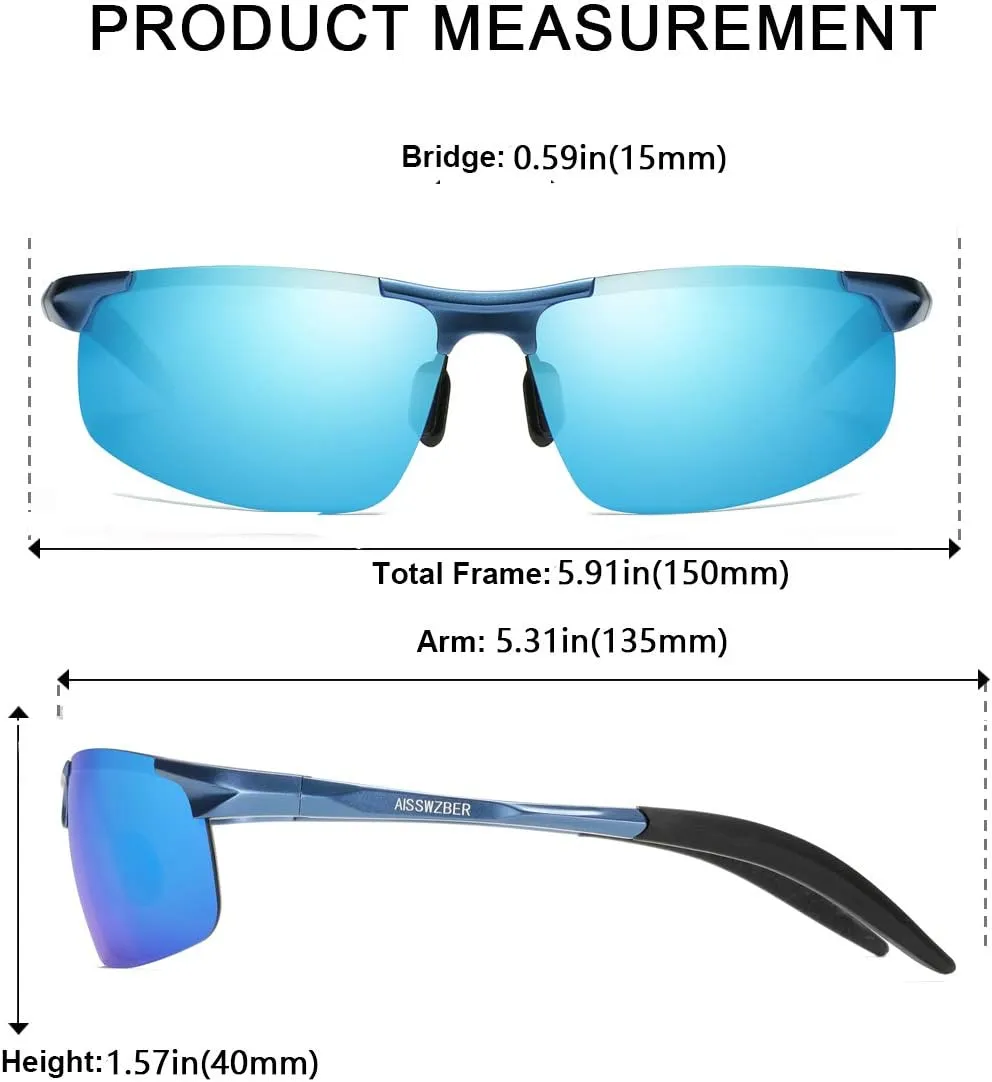 Mens Sports Polarized Sunglasses Driving Metal Frame UV Protection Sunglasses For Men 8177
