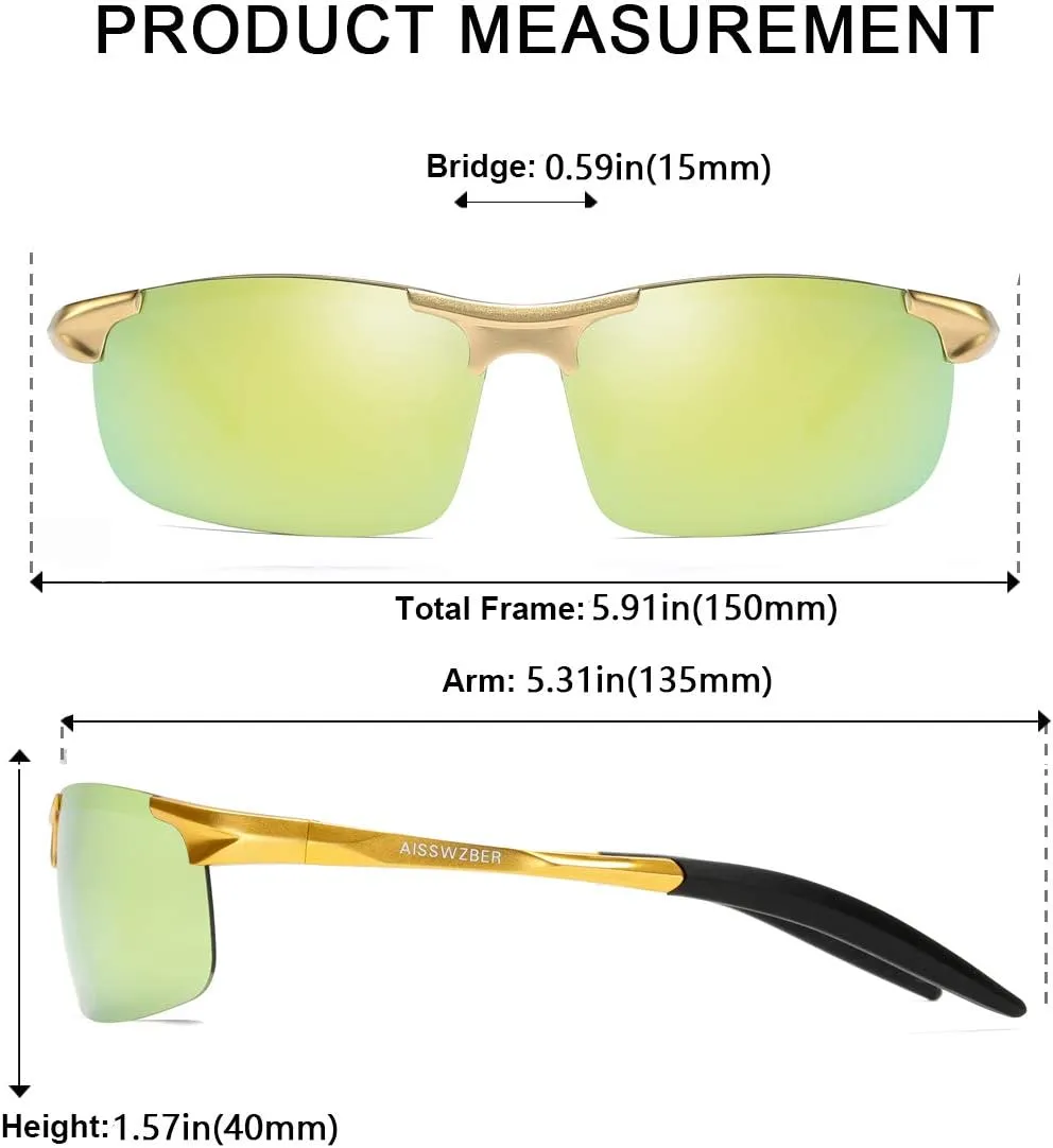 Mens Sports Polarized Sunglasses Driving Metal Frame UV Protection Sunglasses For Men 8177