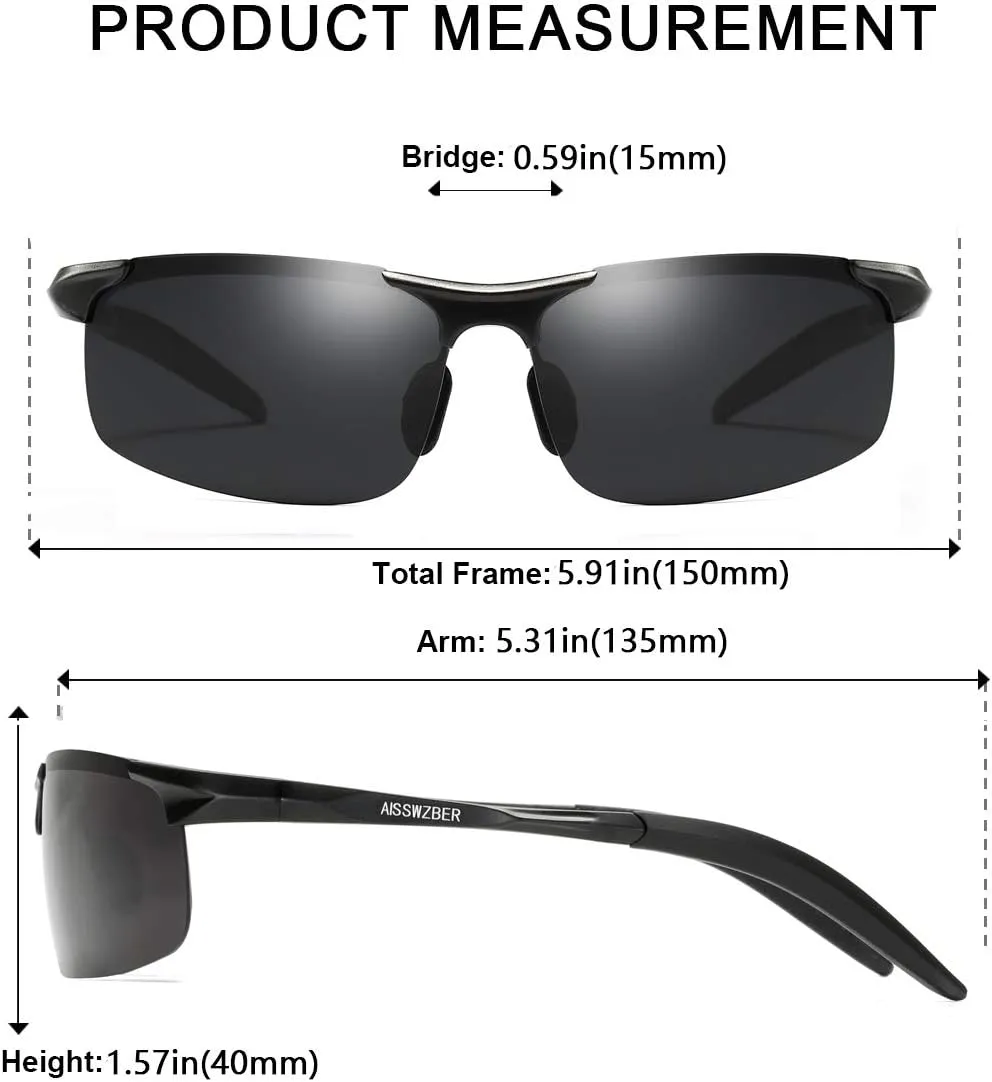 Mens Sports Polarized Sunglasses Driving Metal Frame UV Protection Sunglasses For Men 8177
