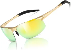 Mens Sports Polarized Sunglasses Driving Metal Frame UV Protection Sunglasses For Men 8177