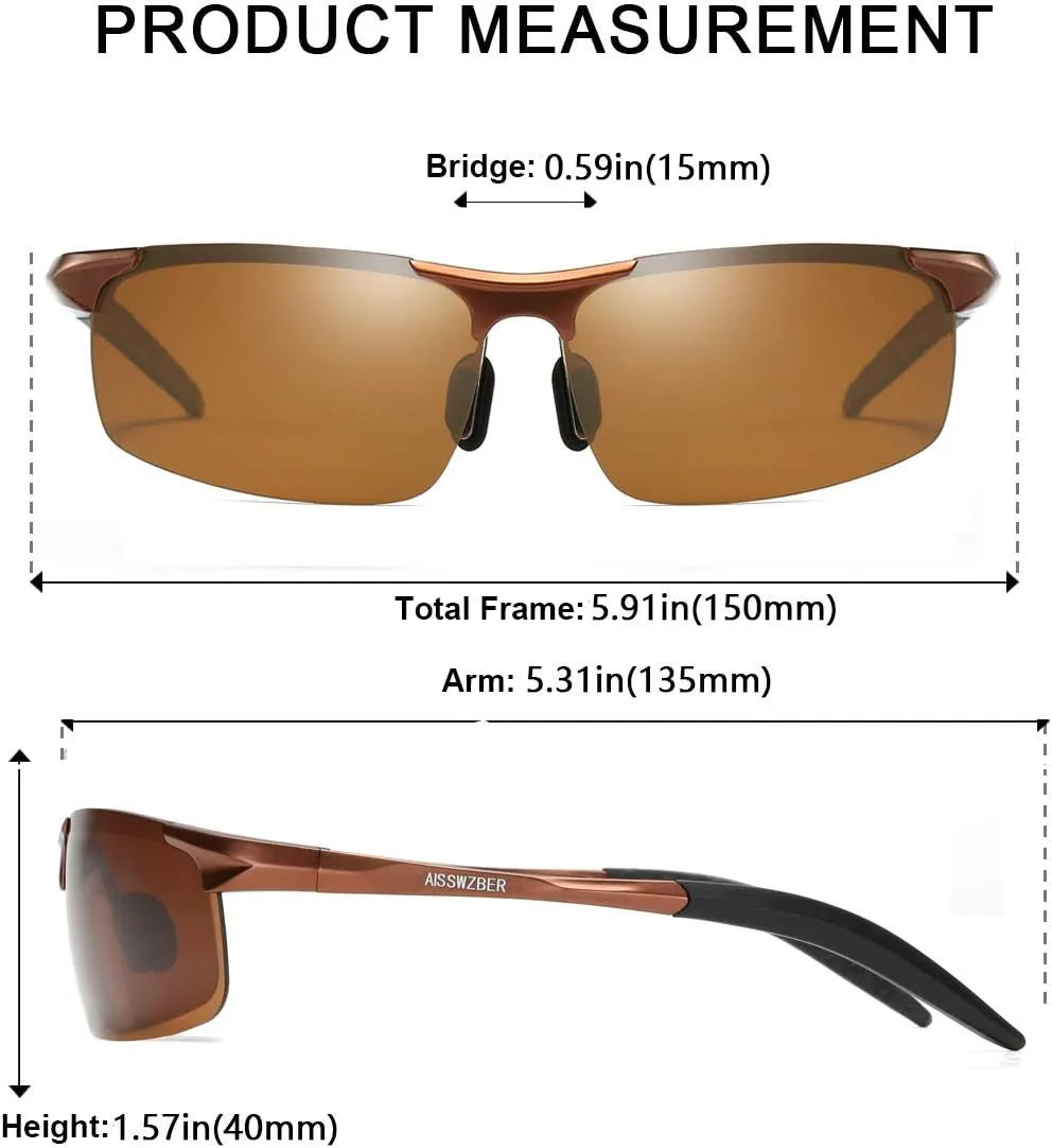 Mens Sports Polarized Sunglasses Driving Metal Frame UV Protection Sunglasses For Men 8177