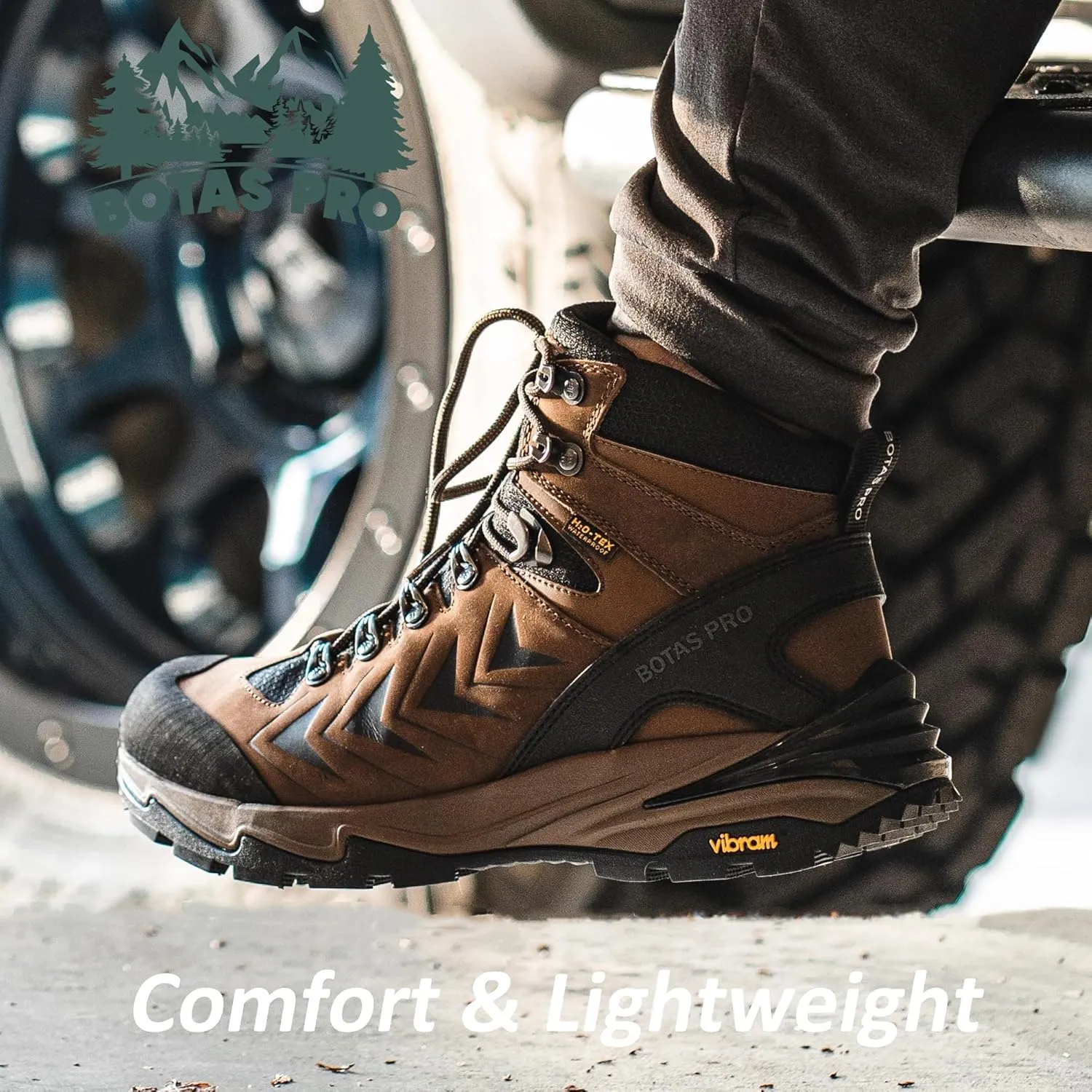 Men's Waterproof Hiking Boots, 6 Inch Slip Resistant Light Weight Outdoor Boots