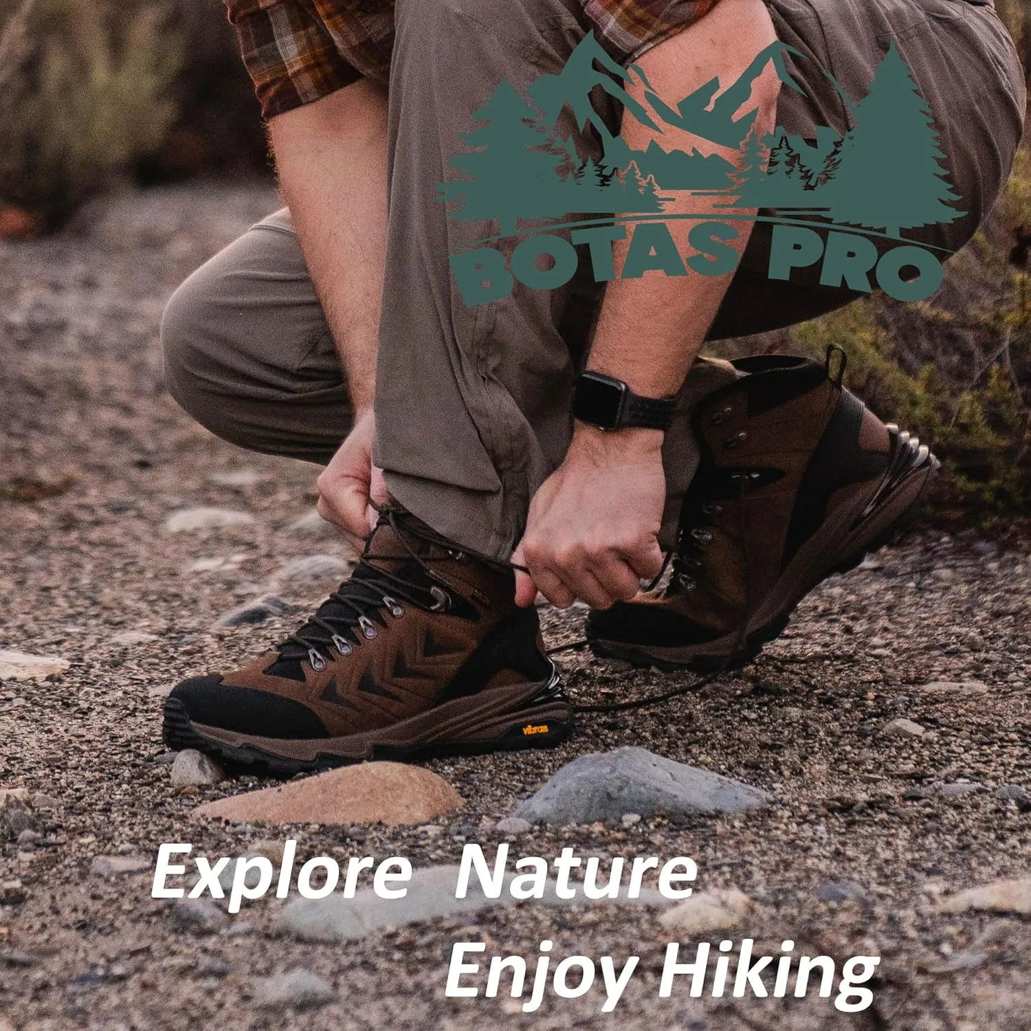 Men's Waterproof Hiking Boots, 6 Inch Slip Resistant Light Weight Outdoor Boots
