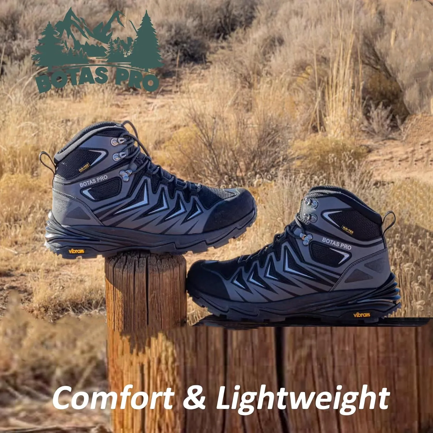 Men's Waterproof Hiking Boots, 6 Inch Slip Resistant Light Weight Outdoor Boots