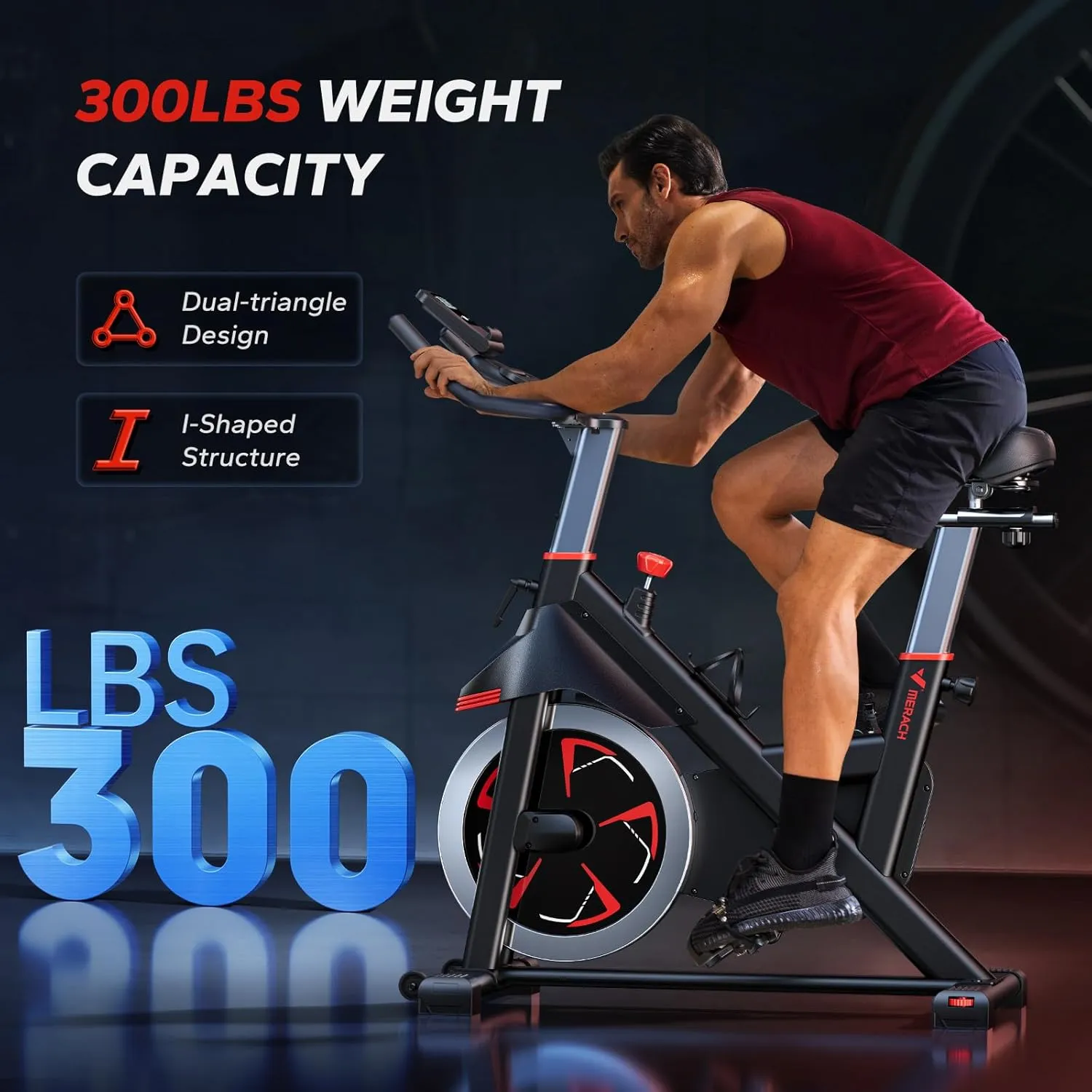 MERACH Magnetic Exercise Bike, Indoor Cycling Bike with Self-Developed App, 350 lbs Weight Capacity & 40 lbs Flywheel, Stationary Bike for Home Gym Fitness