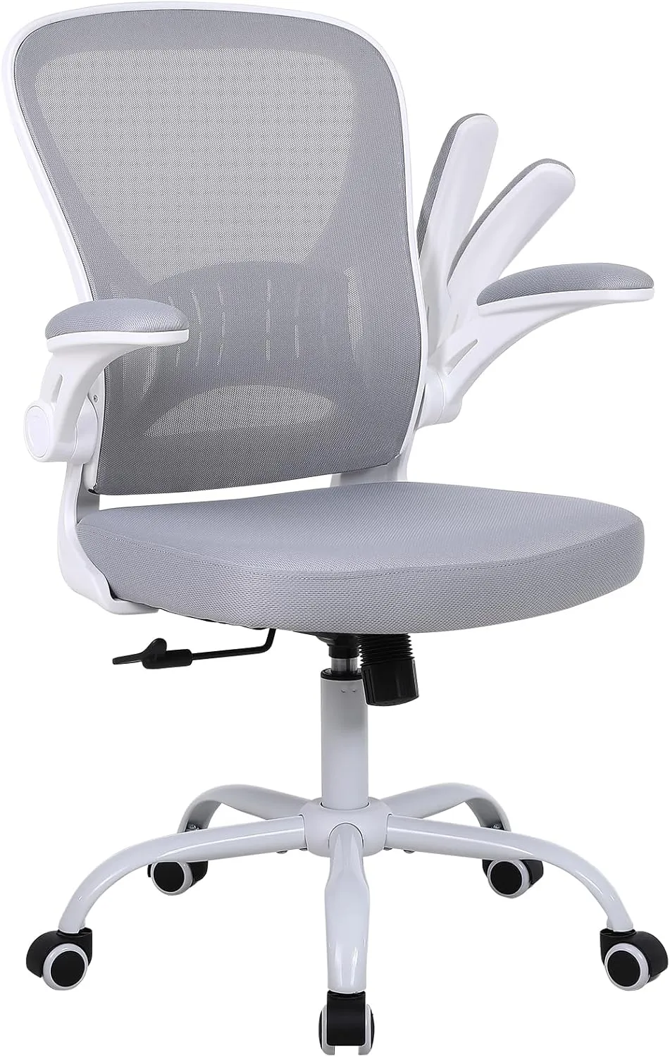 Mesh Office Chair, Ergonomic Home Office Desk Chairs with Flip-up Arms and Lumbar Support, Height Adjustable, Grey