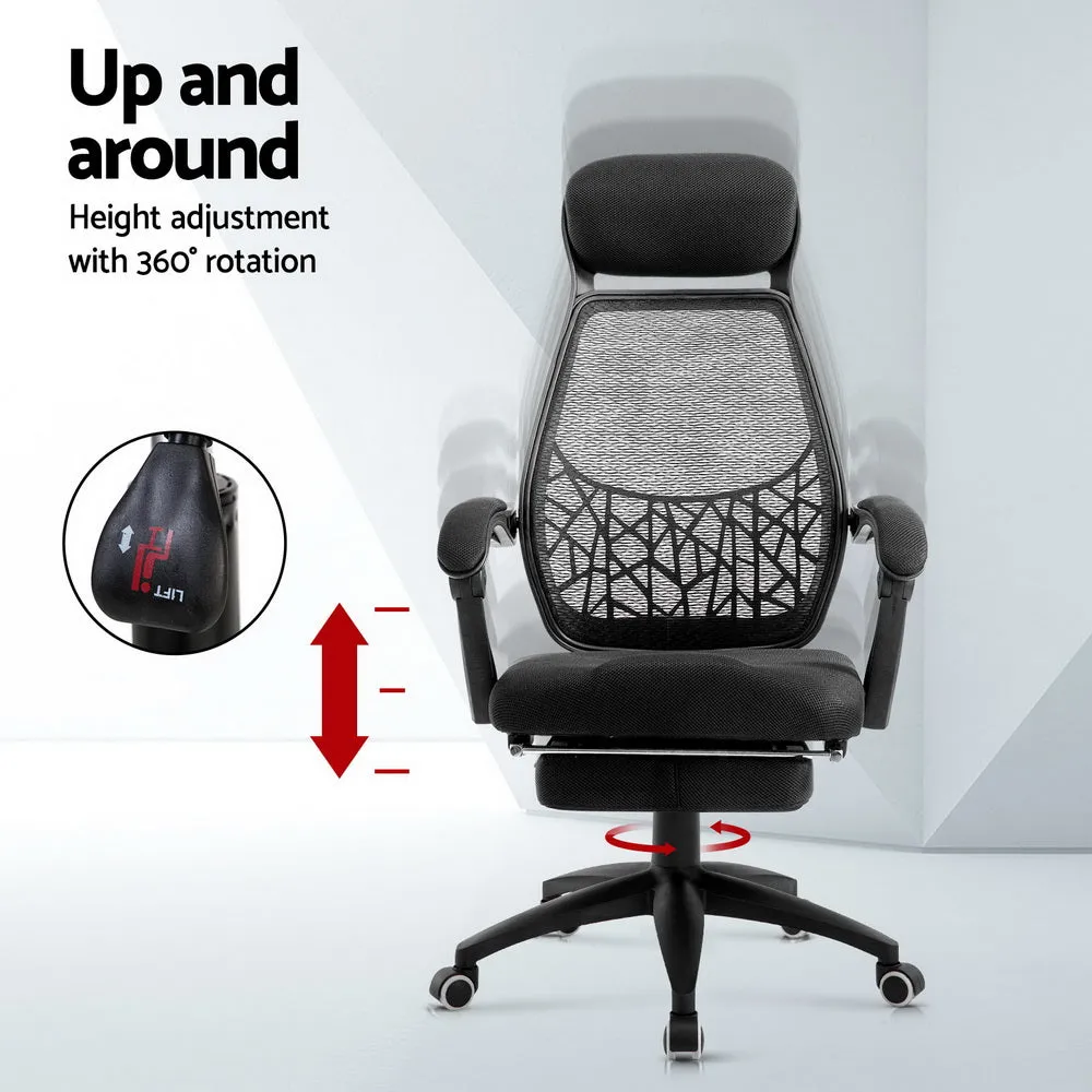 Mesh Office Chair with Footrest - Black
