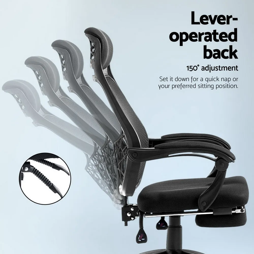 Mesh Office Chair with Footrest - Black