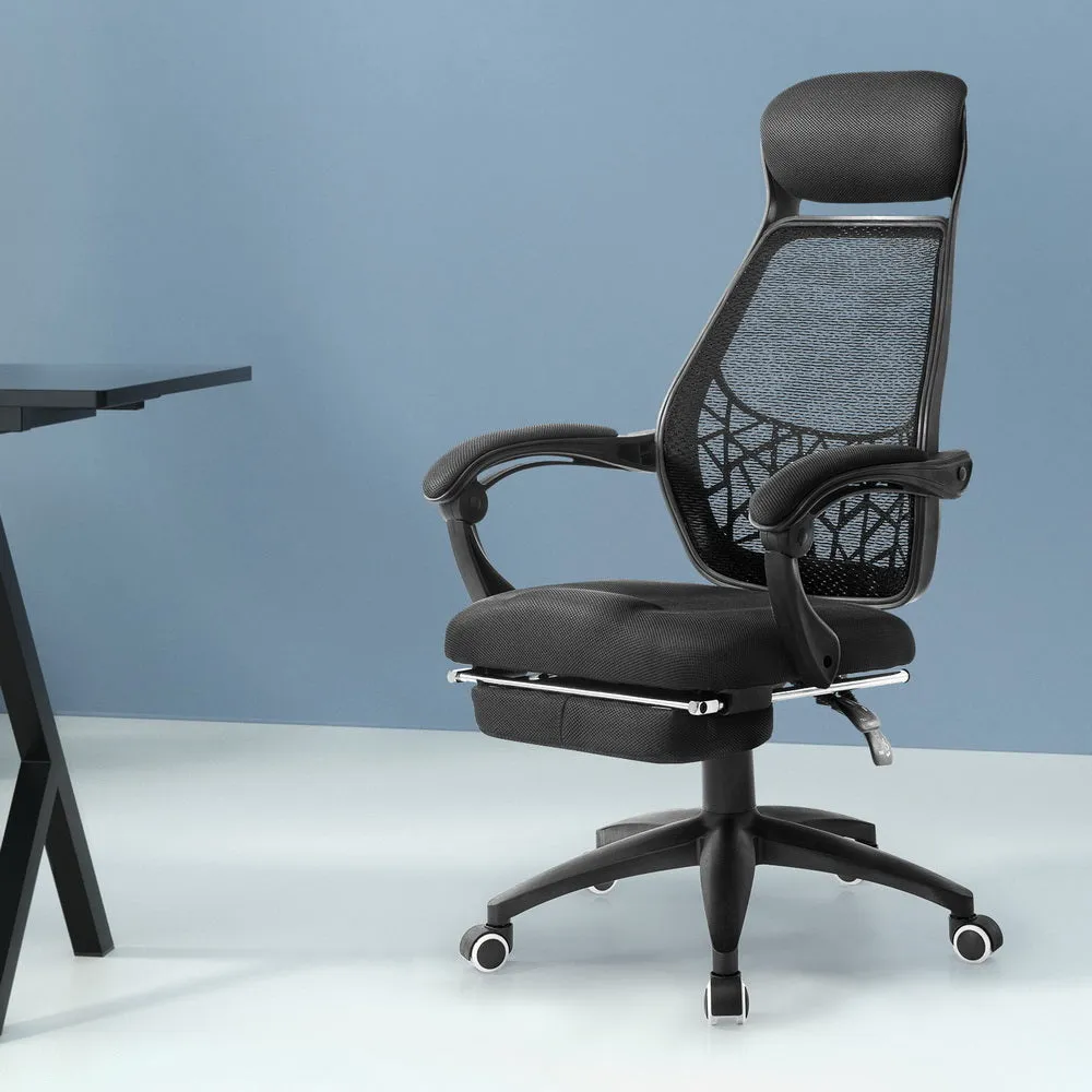 Mesh Office Chair with Footrest - Black