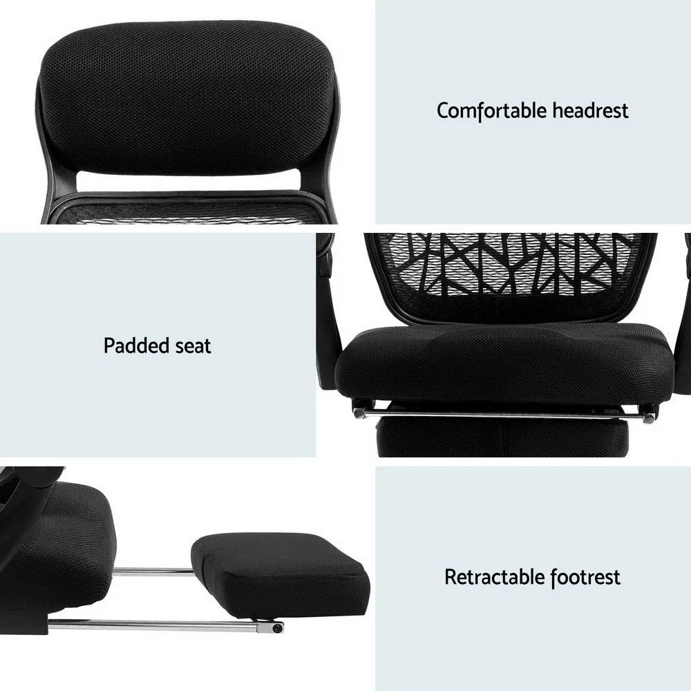 Mesh Office Chair with Footrest - Black