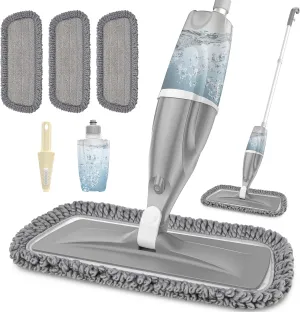 Microfiber Spray Mops for Floors Cleaning,EXEGO Dust Mop Wet Mop with 3 Washable Pads,440ML Refillable Water Tank and 1 Scraper Floor Mop for Hardwood,Laminate Floors,Ceramic