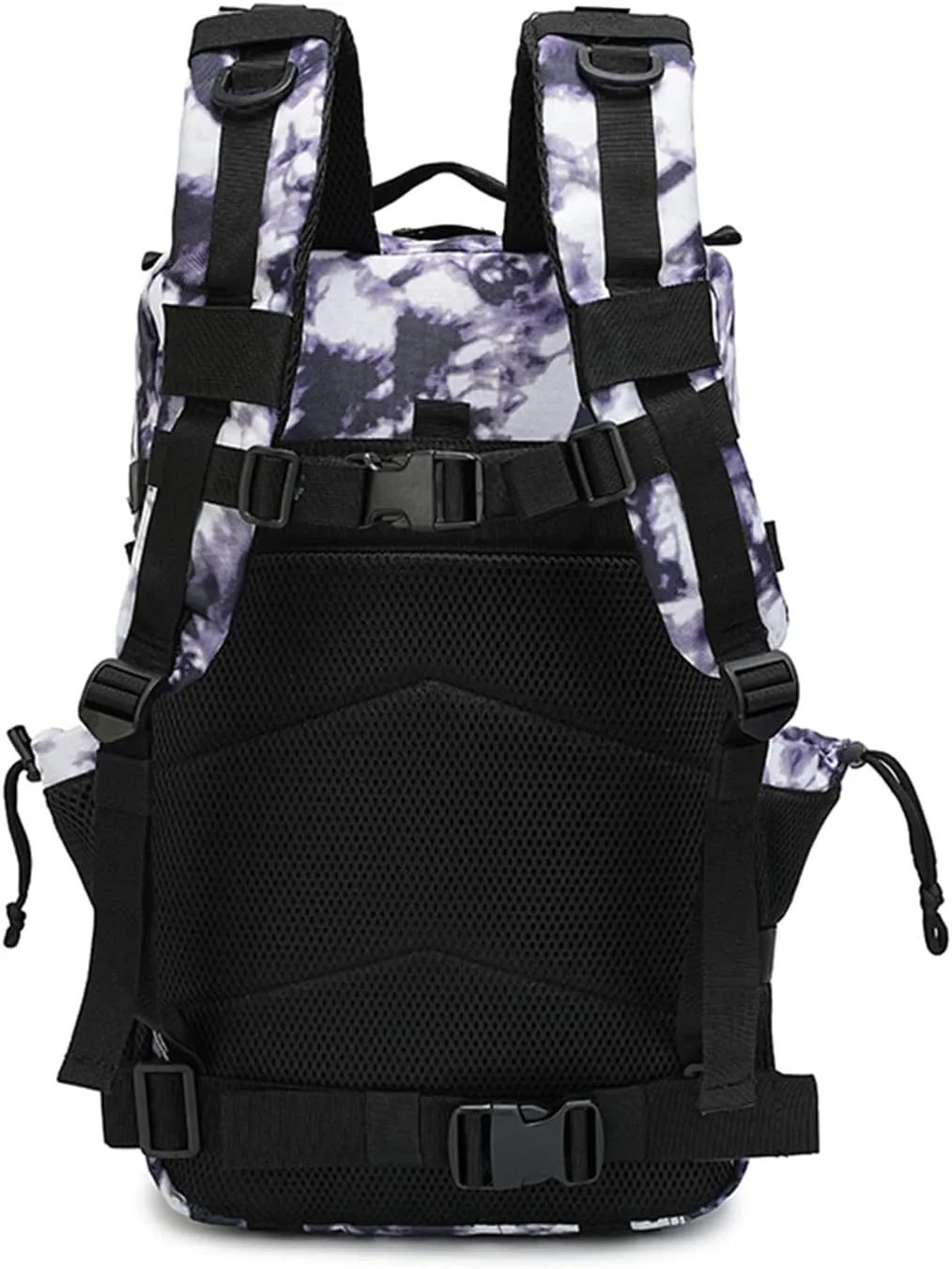 Military Tactical Backpack 45L Bug Out Bag Assault Pack Molle Daypack Hiking Gym Rucksack with Bottle Holder(Black tie dye)