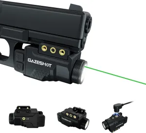 Mini 700 Lumen Pistol Light Laser Combo Weapon Light Tactical Flashlights, Magnetic USB Rechargeable with Green Beam and Strobe Mode for GL Glock and Picatinny Rail