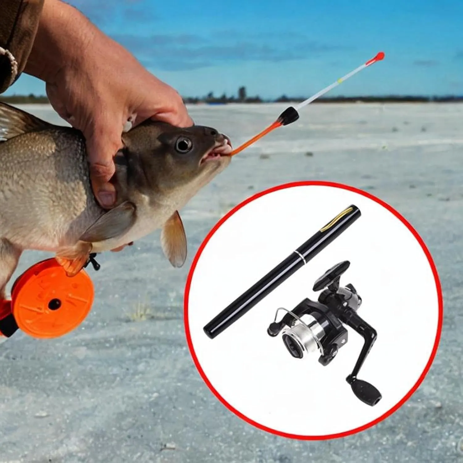 Mini Fishing Rod Reel Combo Mini Fishing Pole Pocket with Line Fishing Reel for Raft Saltwater Freshwater Sea Boys Girls