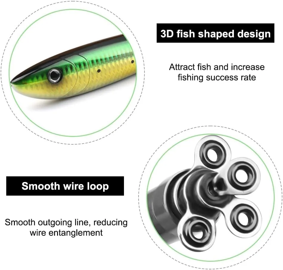 Mini Pocket Fishing Rod with Spinning Reel, Fish Shaped Pen Fishing Pole for Saltwater Freshwater Sea Ice Fly Fishing