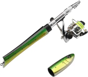Mini Pocket Fishing Rod with Spinning Reel, Fish Shaped Pen Fishing Pole for Saltwater Freshwater Sea Ice Fly Fishing